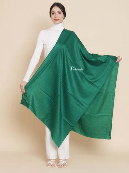 Pashtush India Womens Stoles and Scarves Scarf Pashtush Womens Extra Fine Wool Stole, Solid Design, Green