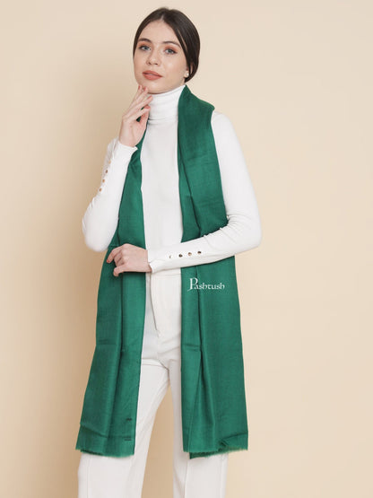 Pashtush India Womens Stoles and Scarves Scarf Pashtush Womens Extra Fine Wool Stole, Solid Design, Green