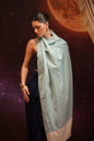 Pashtush India Womens Shawls Pashtush Womens Extra Fine Wool Stole, Stripe Design, Blue