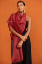 Pashtush India womens scarf and Stoles Pashtush Womens Extra Fine Wool Stole, Stripe Design, Red