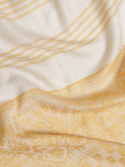 Pashtush India Womens Stoles and Scarves Scarf Pashtush Womens Extra Fine Wool Stole, Striped Weave, Sunflower,Yellow