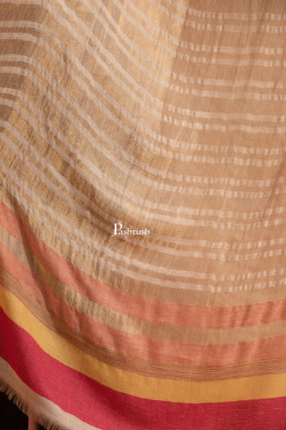 Pashtush India Womens Stoles and Scarves Scarf Pashtush Womens Extra Fine Wool Stole, Twilight Collection, Shimmery Weave Beige And Maroon