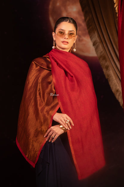 Pashtush India Womens Shawls Pashtush Womens Extra Fine Wool Stole, Twilight Design, Maroon