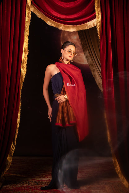 Pashtush India Womens Shawls Pashtush Womens Extra Fine Wool Stole, Twilight Design, Maroon