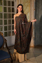 Pashtush India Womens Stoles Pashtush Womens Extra Fine Wool Stole, Woven Ethnic Weave  Design, Black