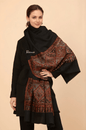 Pashtush India Womens Stoles Pashtush Womens Extra Fine Wool Stole, Woven Geometric Design, Black