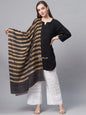 Pashtush India Womens Stoles and Scarves Scarf Pashtush Womens, Extra Fine Wool, Twilight Striped Scarf, With Shimmery Metallic Zari Thread Weave Black