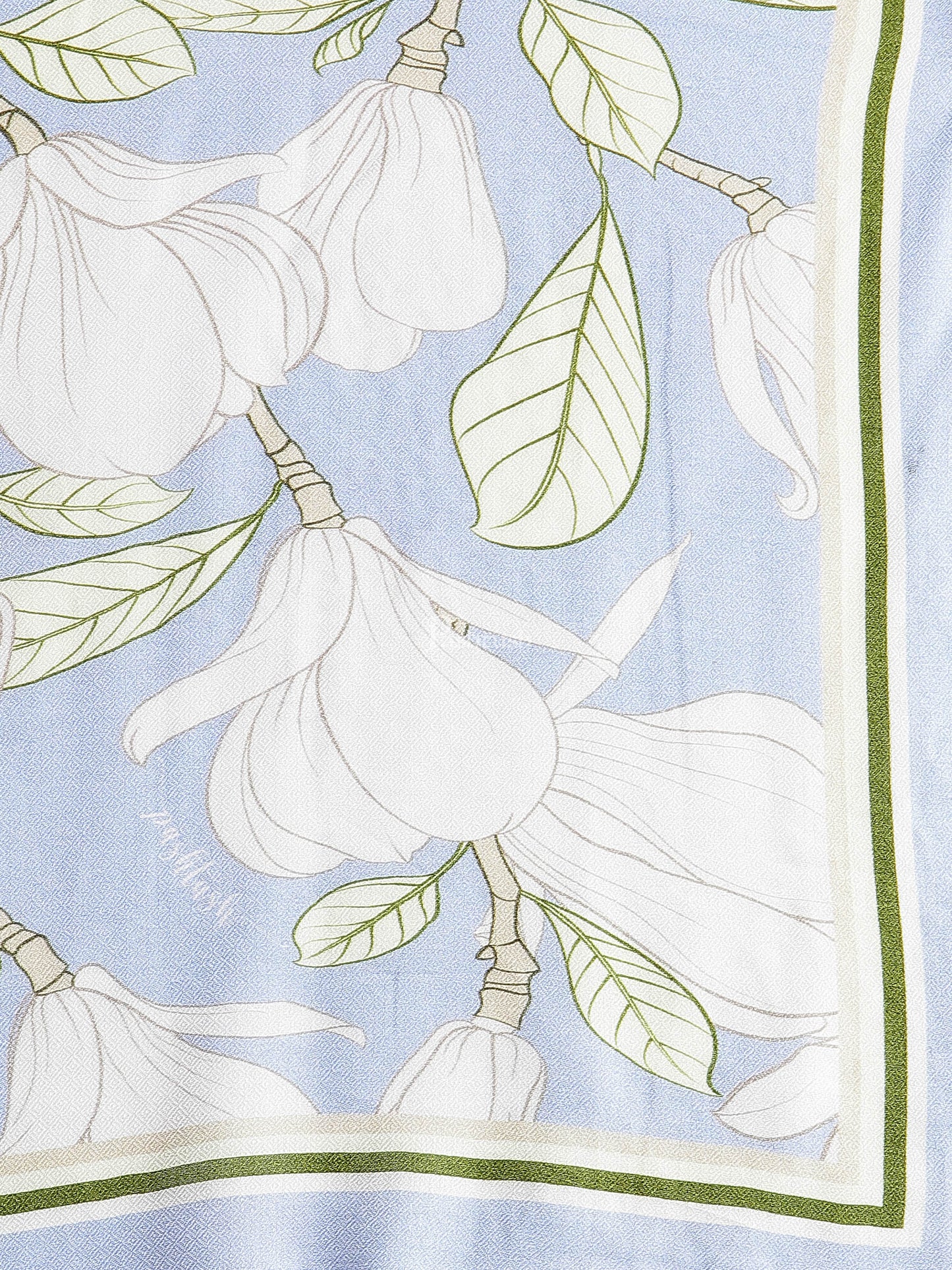 Pashtush India Womens Stoles and Scarves Scarf Pashtush Womens Extra Soft Bamboo Scarf, Printed Delicate Florals, Alice Blue