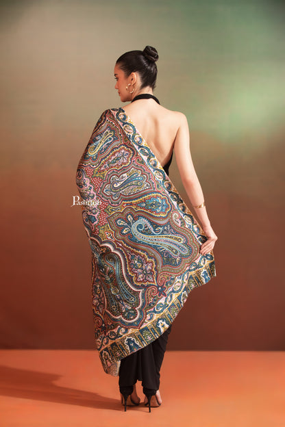 Pashtush India Womens Shawls Pashtush Womens Extra Soft Bamboo Shawl, Printed Paisley Design, Multicolour