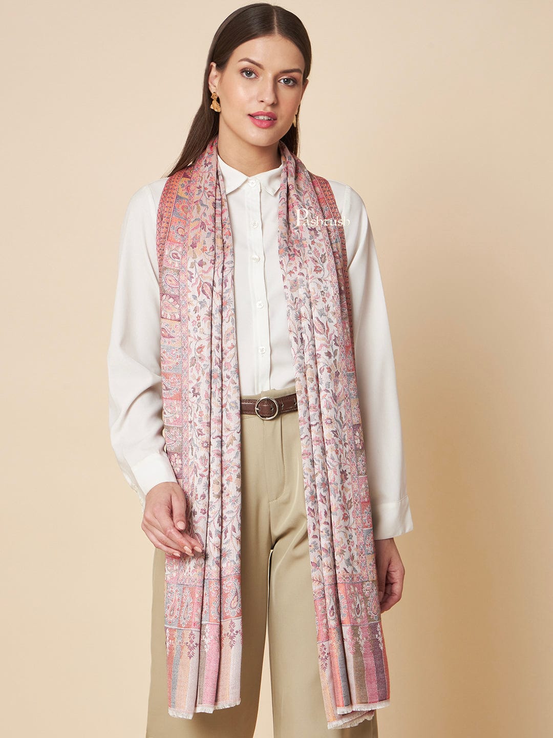 Pashtush India Womens Stoles and Scarves Scarf Pashtush Womens Extra Soft Bamboo Stole, Ethnic  Design, Multicolour