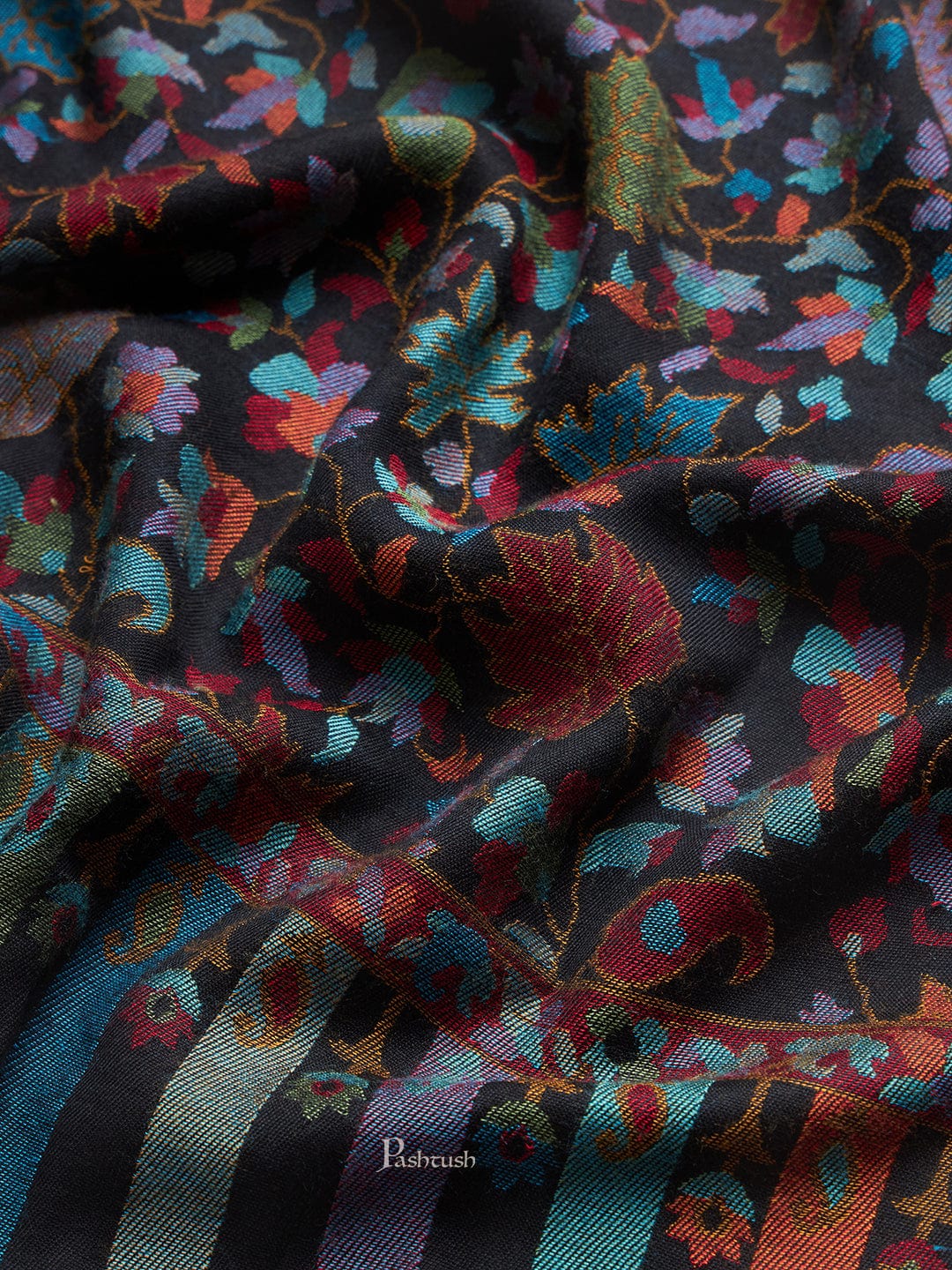 Pashtush India Womens Stoles and Scarves Scarf Pashtush Womens Extra Soft Bamboo Stole, Ethnic  Palla Design, Multicolour