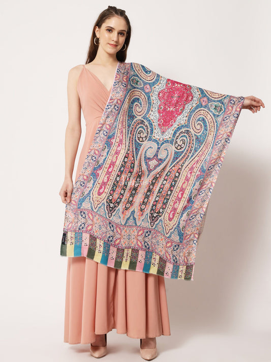 Pashtush India Womens Stoles and Scarves Scarf Pashtush Womens Extra Soft Bamboo Stole, Kalamkari Printed Design, Multicolour