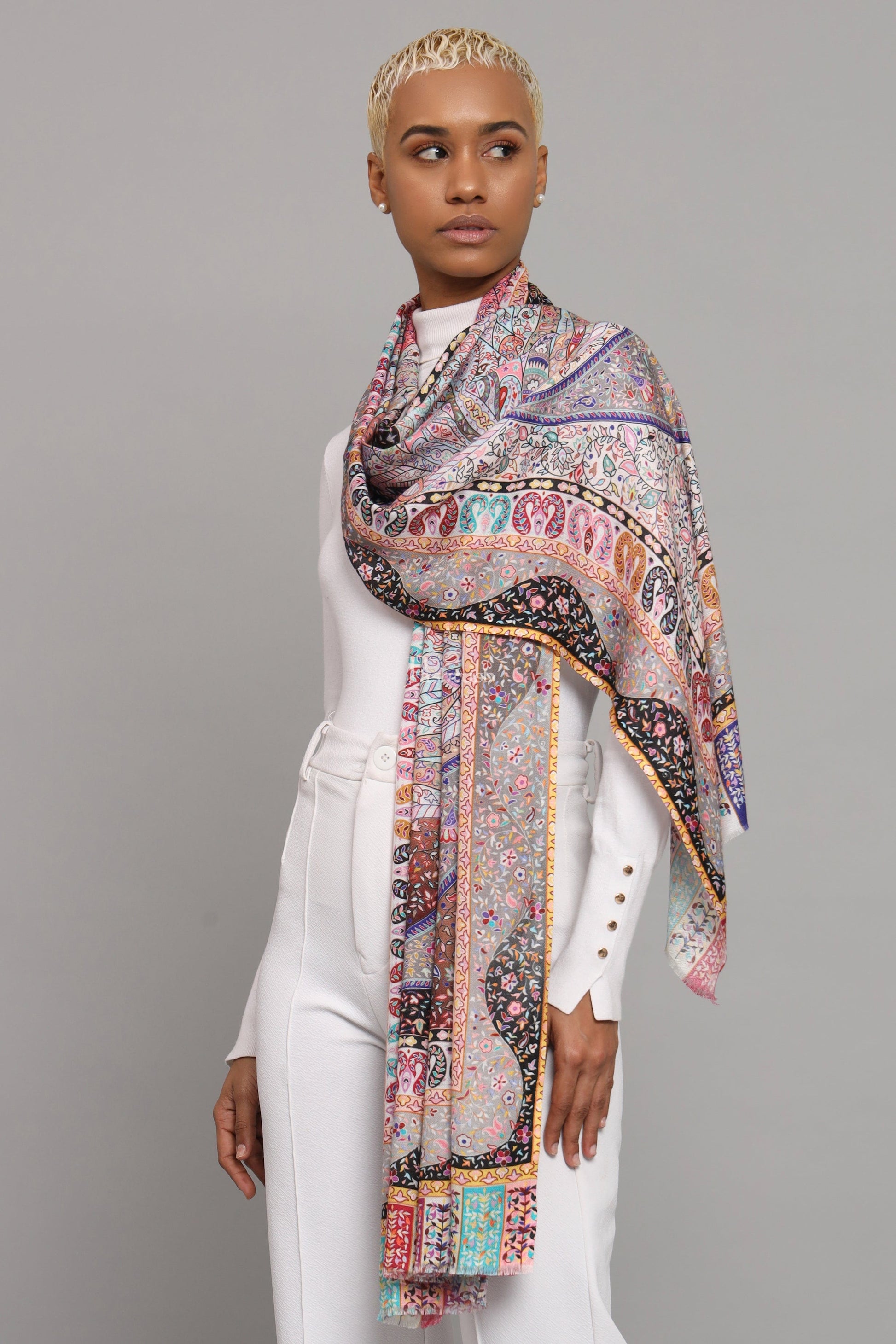 Pashtush India Womens Stoles Pashtush Womens Extra Soft Bamboo Stole, Paisley Dreams, Multicolour