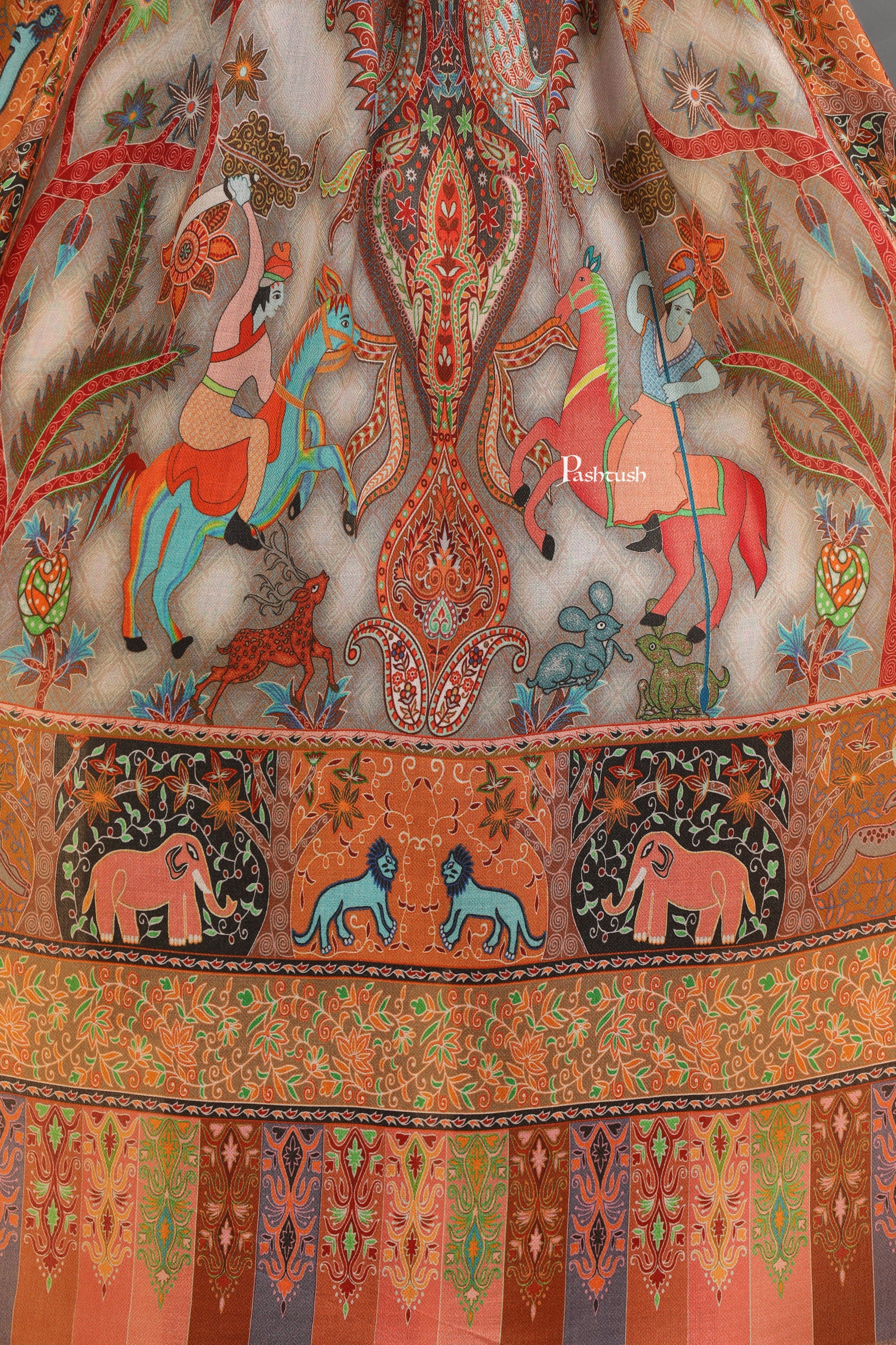 Pashtush India Womens Stoles and Scarves Scarf Pashtush Womens Extra Soft Bamboo Stole, Printed Paisley Design, Multicolour