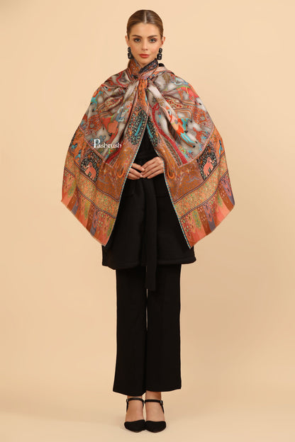 Pashtush India Womens Stoles and Scarves Scarf Pashtush Womens Extra Soft Bamboo Stole, Printed Paisley Design, Multicolour