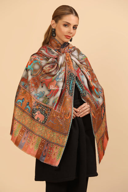 Pashtush India Womens Stoles and Scarves Scarf Pashtush Womens Extra Soft Bamboo Stole, Printed Paisley Design, Multicolour