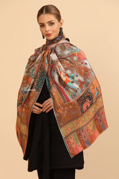 Pashtush India Womens Stoles and Scarves Scarf Pashtush Womens Extra Soft Bamboo Stole, Printed Paisley Design, Multicolour