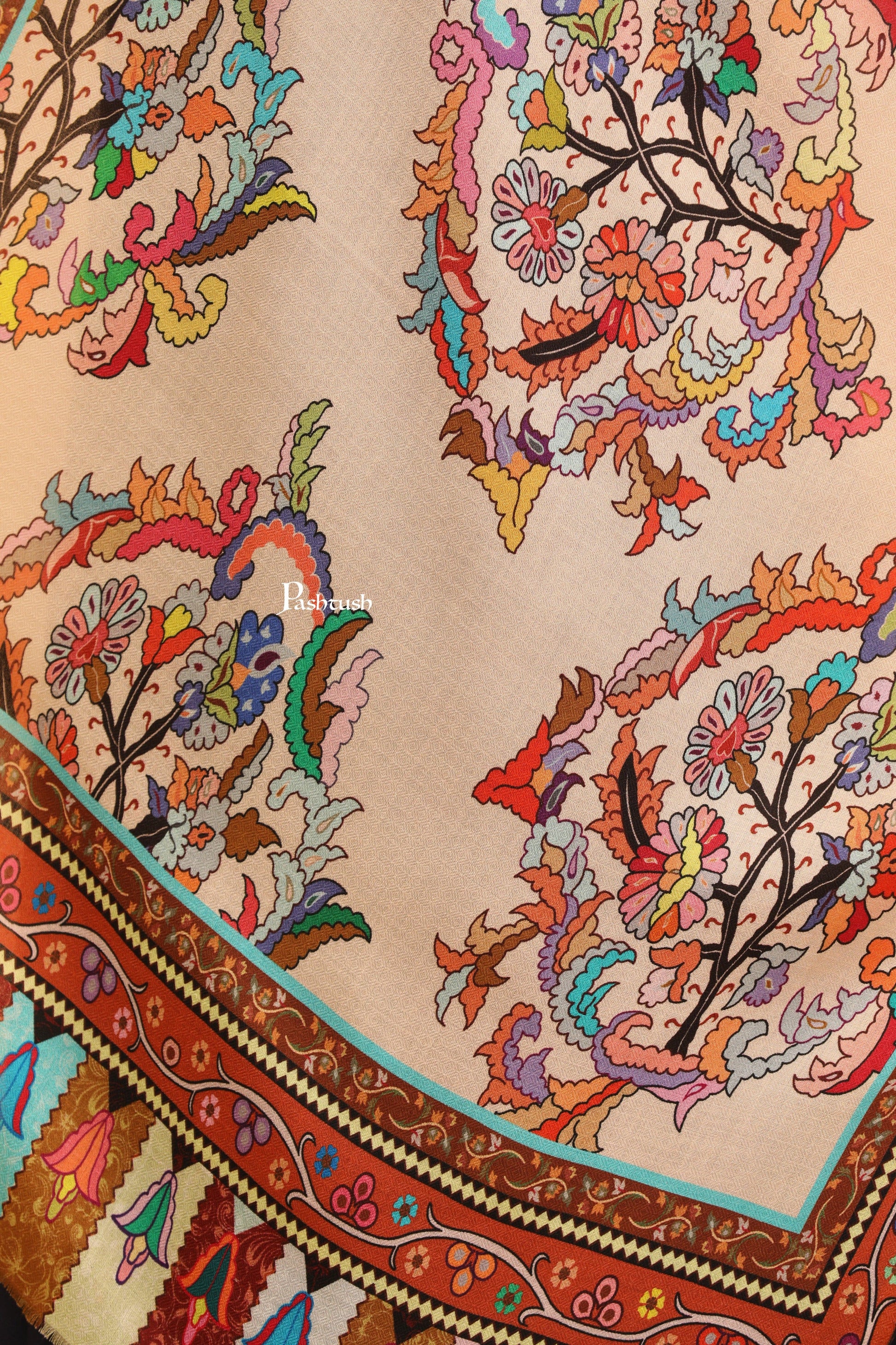 Pashtush India Womens Stoles Pashtush Womens Extra Soft Bamboo Stole, Printed Paisley Design, Multicolour