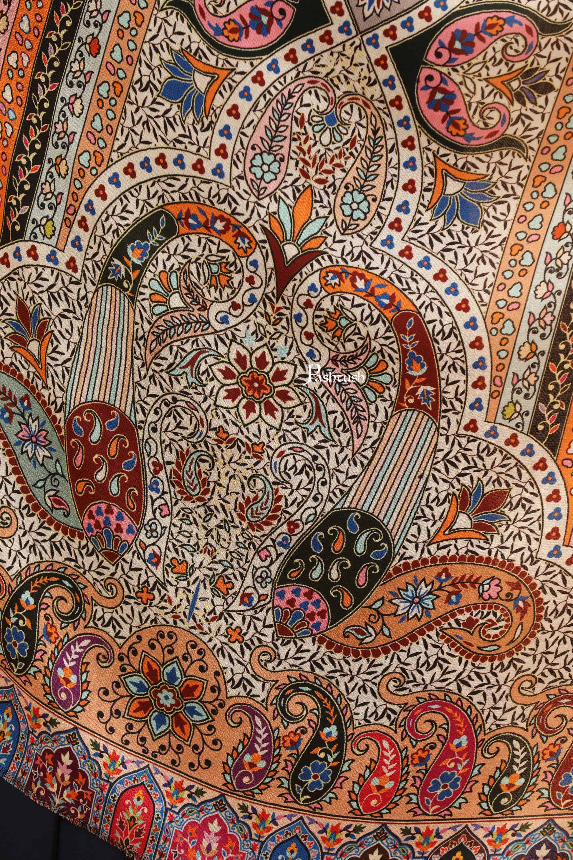 Pashtush India Womens Stoles Pashtush Womens Extra Soft Bamboo Stole, Printed Paisley Design, Multicolour