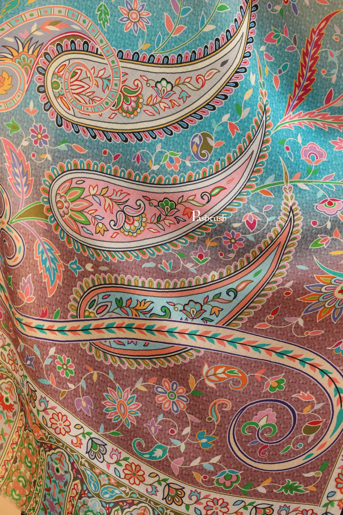 Pashtush India Womens Stoles Pashtush Womens Extra Soft Bamboo Stole, Printed Paisley Design, Multicolour