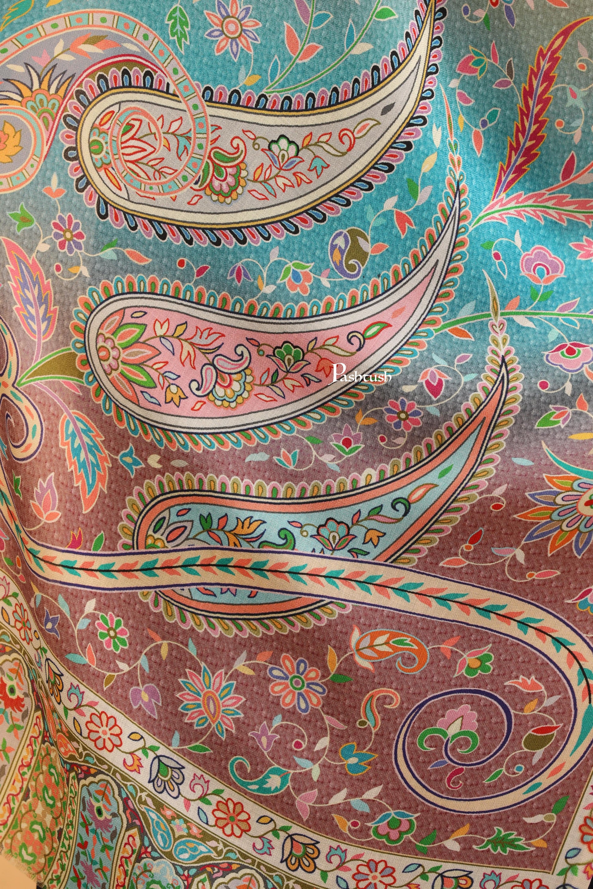Pashtush India Womens Stoles Pashtush Womens Extra Soft Bamboo Stole, Printed Paisley Design, Multicolour