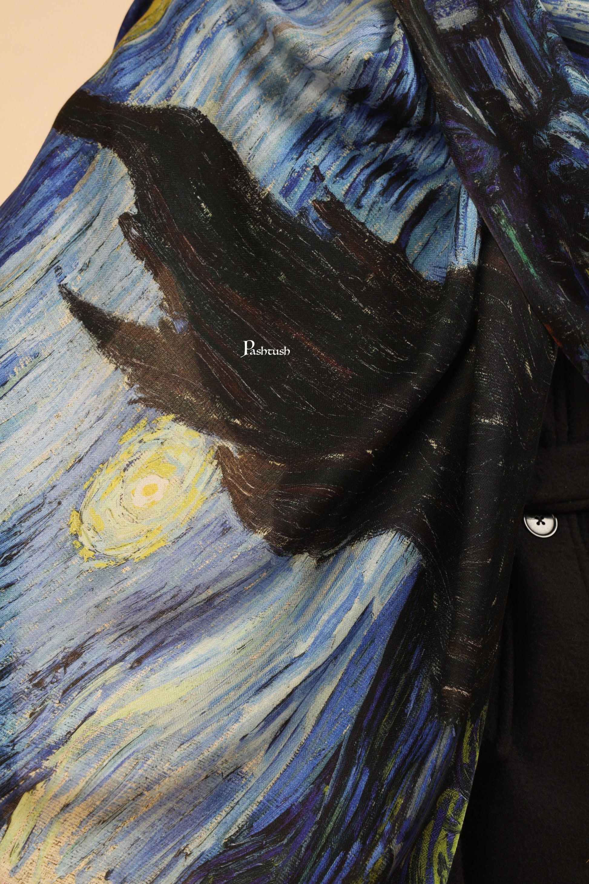 Pashtush India Womens Stoles and Scarves Scarf Pashtush Womens Extra Soft Bamboo Stole, Printed Starry Night Design, Multicolour