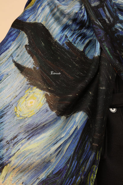 Pashtush India Womens Stoles and Scarves Scarf Pashtush Womens Extra Soft Bamboo Stole, Printed Starry Night Design, Multicolour