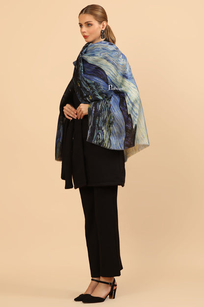 Pashtush India Womens Stoles and Scarves Scarf Pashtush Womens Extra Soft Bamboo Stole, Printed Starry Night Design, Multicolour