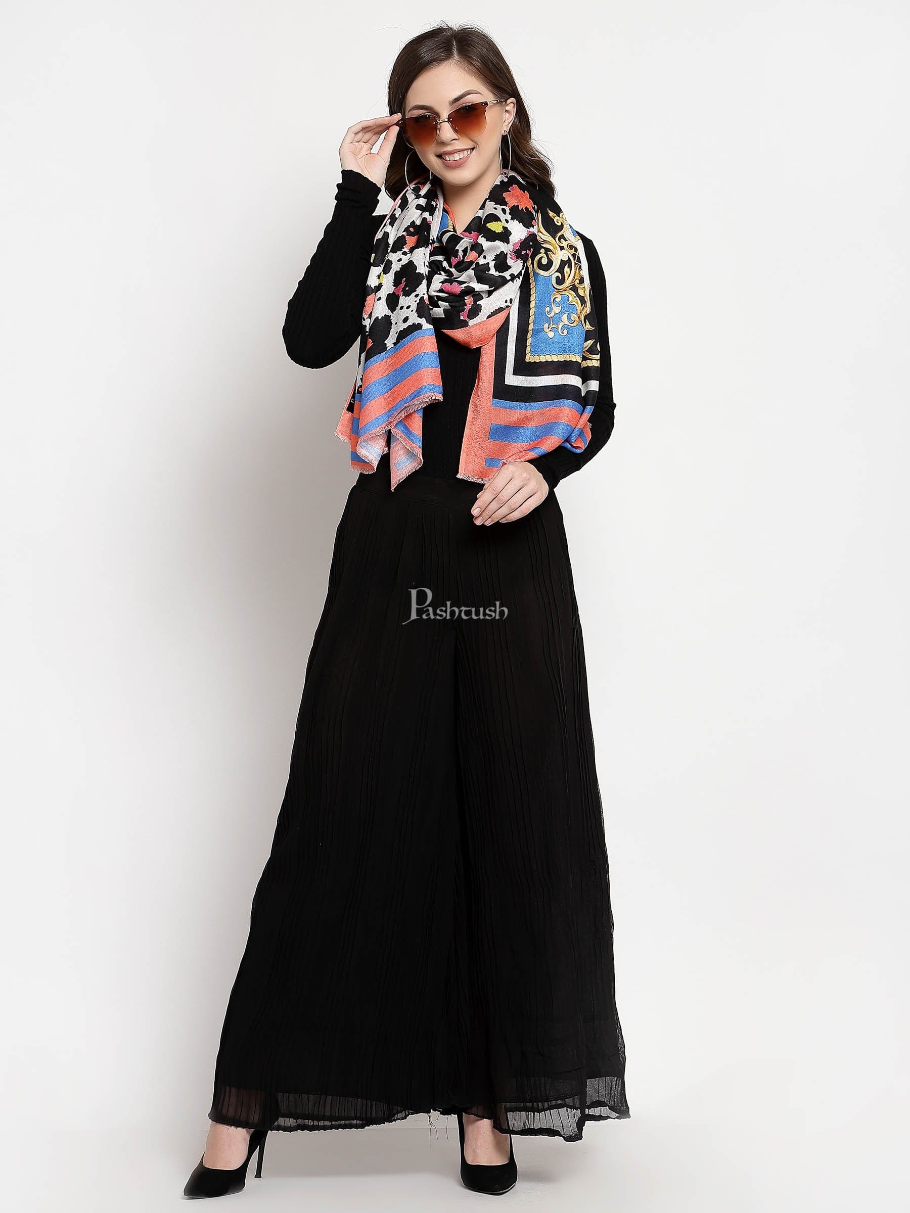 Pashtush India Womens Stoles and Scarves Scarf Pashtush Womens Extra Soft, Printed Bamboo Scarf