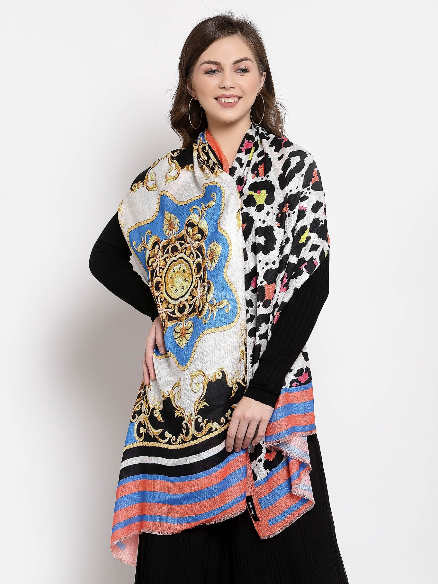 Pashtush India Womens Stoles and Scarves Scarf Pashtush Womens Extra Soft, Printed Bamboo Scarf