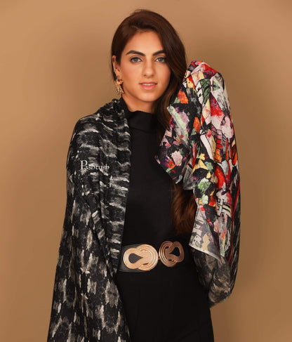 Pashtush India Stole Pashtush Womens Extra Soft, Sketch Printed Bamboo Scarf
