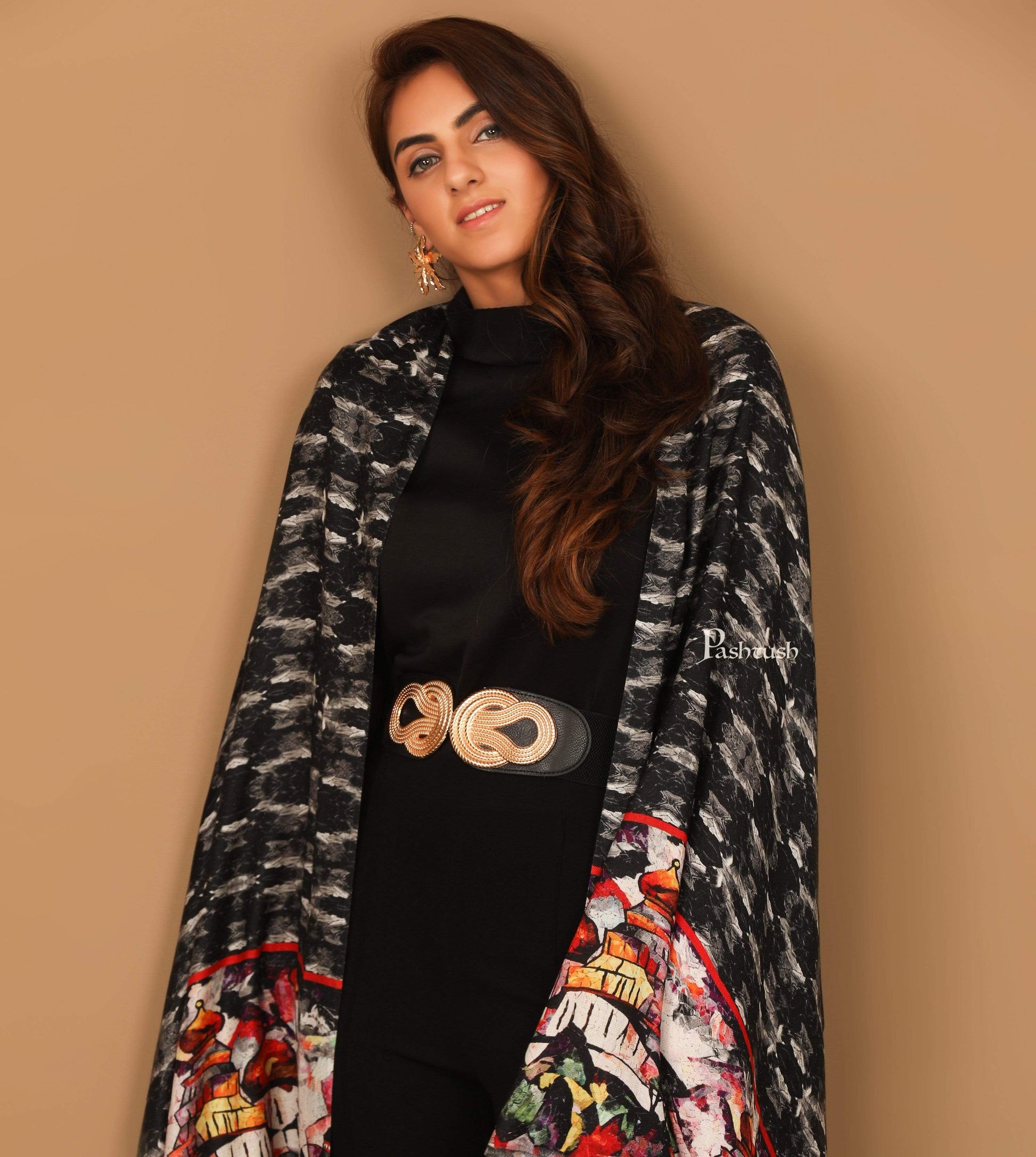 Pashtush India Stole Pashtush Womens Extra Soft, Sketch Printed Bamboo Scarf