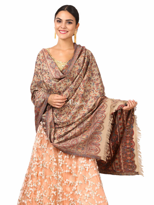 Pashtush India Womens Shawls Pashtush Womens Faux Pashmina, Ethnic Weave Shawl, Beige