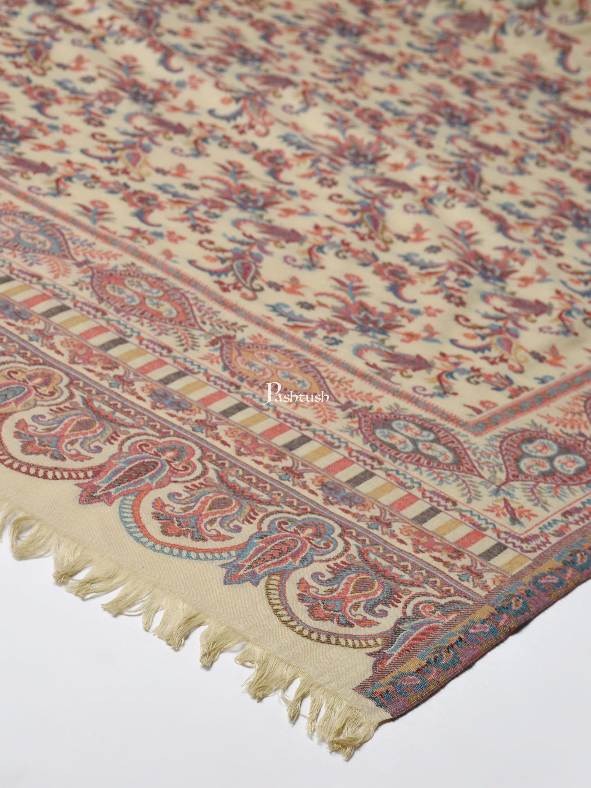 Pashtush India Womens Shawls Pashtush Womens Faux Pashmina, Ethnic Weave Shawl, Beige
