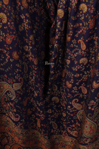 Pashtush India 100x200 Pashtush Womens Faux Pashmina Kaani Weave Shawl, Navy Blue