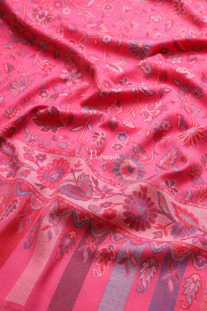 Pashtush India Womens Shawls Pashtush Womens, Faux Pashmina, Paisley Ethnic Woven, Pink