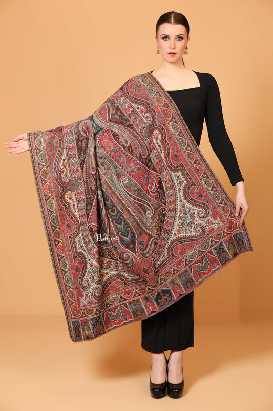 Pashtush India Womens Shawls Pashtush womens Faux Pashmina shawl, Antique Rich Garden Aesthetic design, Multicolour