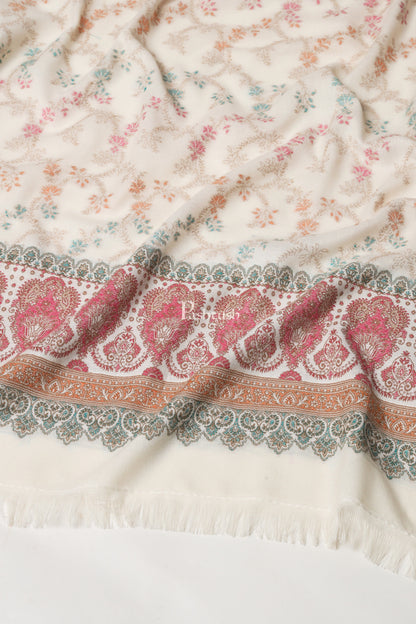 Pashtush India Womens Shawls Pashtush Womens Faux Pashmina Shawl,  Design, Ivory