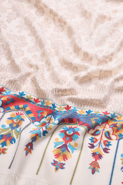 Pashtush India Womens Shawls Pashtush Womens Faux Pashmina Shawl,  Design, Ivory