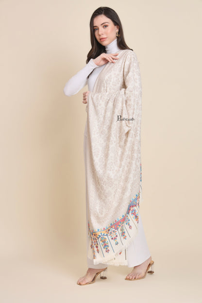 Pashtush India Womens Shawls Pashtush Womens Faux Pashmina Shawl,  Design, Ivory