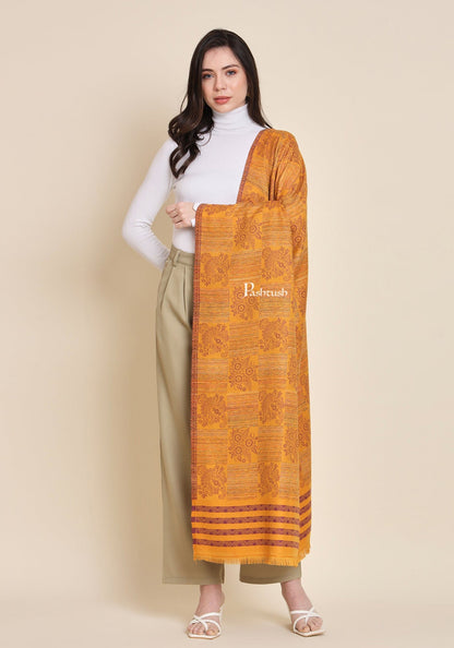 Pashtush India Womens Shawls Pashtush Womens Faux Pashmina Shawl, Design, Mustard