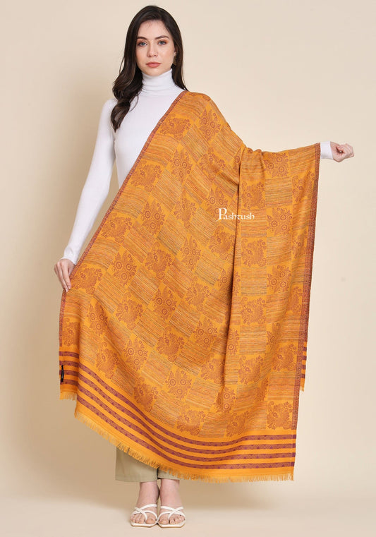 Pashtush India Womens Shawls Pashtush Womens Faux Pashmina Shawl, Design, Mustard