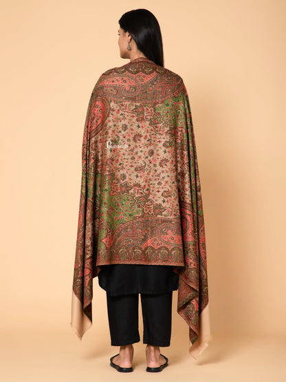 Pashtush India Womens Shawls Pashtush Womens Faux Pashmina Shawl, Ethnic Weave Design, Beige