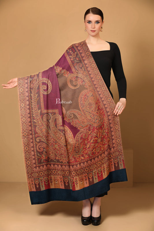 Pashtush India Womens Shawls Pashtush Womens Faux Pashmina Shawl, Ethnic  Weave Design, Black