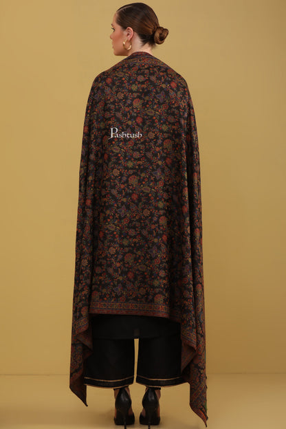 Pashtush India Womens Shawls Pashtush Womens Faux Pashmina Shawl, Ethnic  Weave Design, Black