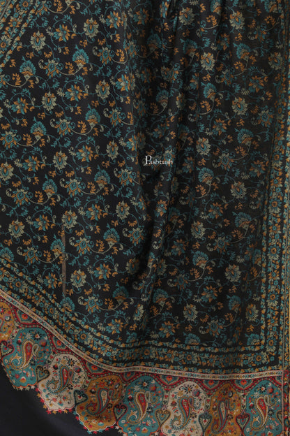 Pashtush India Womens Shawls Pashtush Womens Faux Pashmina Shawl, Ethnic Weave Design, Blue