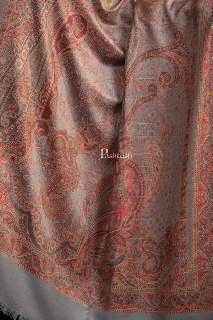 Pashtush India Womens Shawls Pashtush Womens Faux Pashmina Shawl, Ethnic Weave Design, Grey