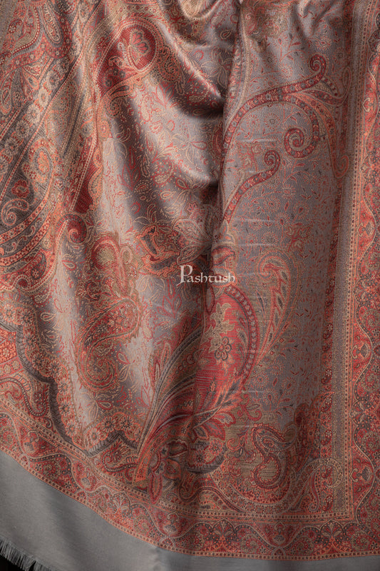 Pashtush India Womens Shawls Pashtush Womens Faux Pashmina Shawl, Ethnic Weave Design, Grey