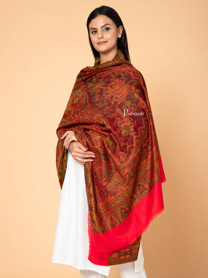Pashtush India Womens Shawls Pashtush Womens Faux Pashmina Shawl, Ethnic Weave Design, Majenta