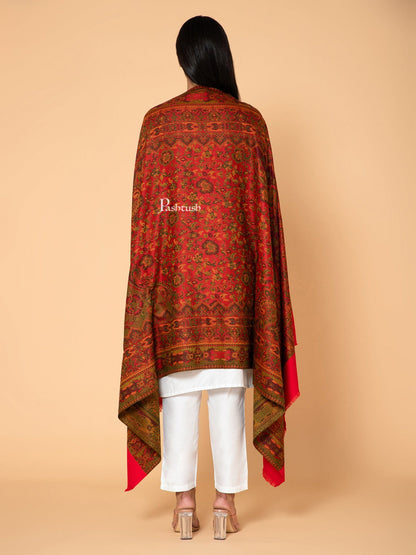 Pashtush India Womens Shawls Pashtush Womens Faux Pashmina Shawl, Ethnic Weave Design, Majenta